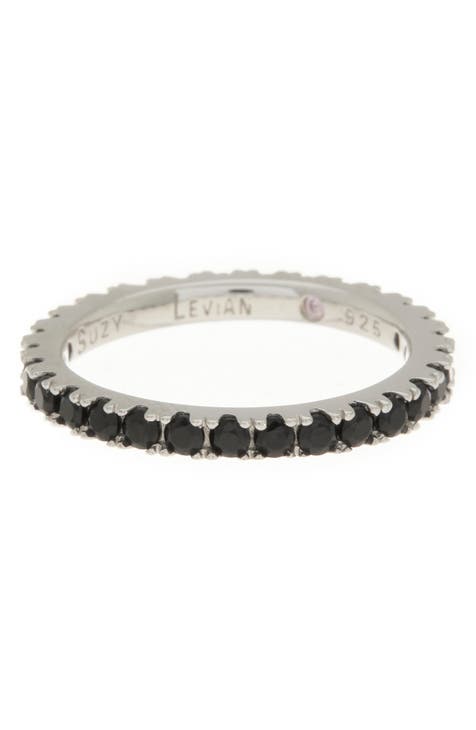 Anillo de plata de ley con circonita cúbica negra