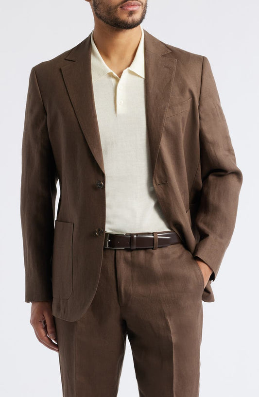 Henrik Trim Fit Solid Italian Linen Suit Separate Jacket (Regular & Big)