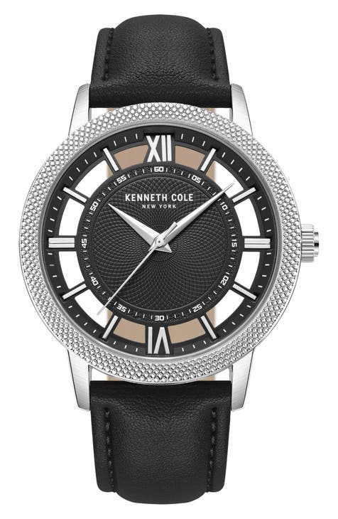 Reloj con correa de piel Transparency, 44 m