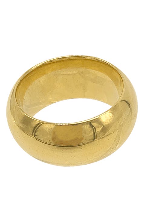 Anillo de oro amarillo vermeil de 14 quilates con forma de cigarro abombado de 10 mm