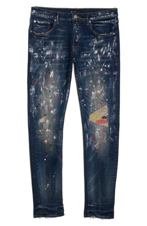 Jeans pitillo con puntadas de reparación