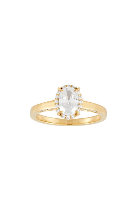 10K Yellow Gold Lab Grown Diamond Oval Halo Engagement Ring