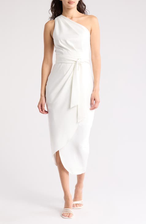 Vestido Gabie con falda cruzada y un hombro