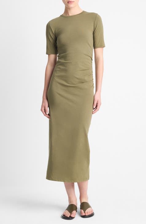 Vestido midi de manga corta