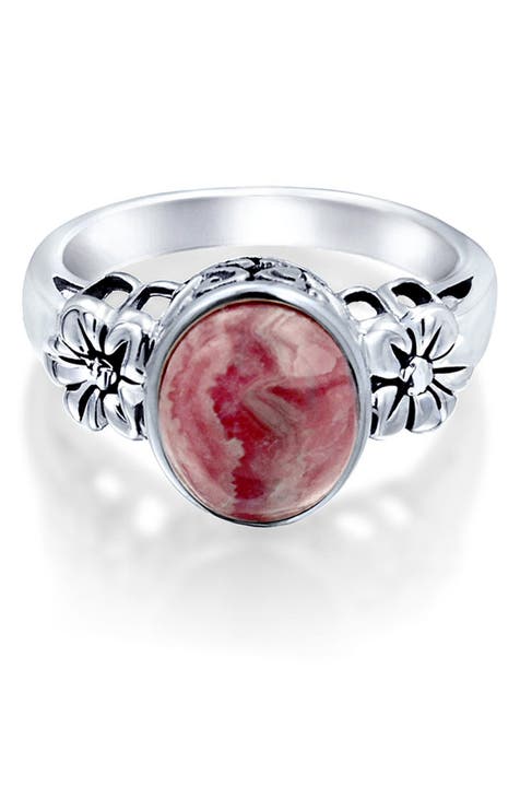 Anillo Flor Oval Rosa
