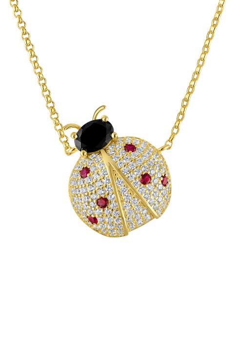Sterling Silver & Cubic Zirconia Ladybug Pendant Necklace