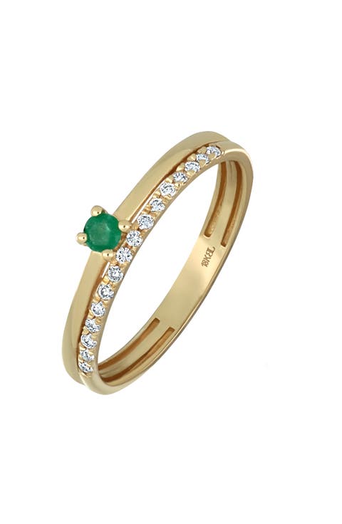 El Mar 18K Yellow Gold Emerald & Diamond Stackable Ring