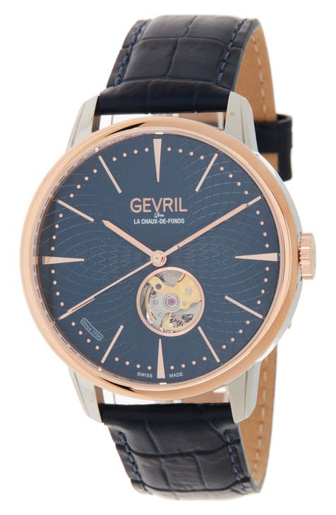 Reloj Mulberry de hombre con esfera plateada y correa de piel de becerro, 42 mm