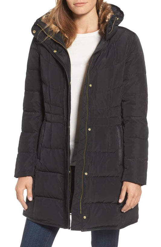 Quilted Down & Feather Fill Jacket with Faux Fur Trim (Regular & Petite)