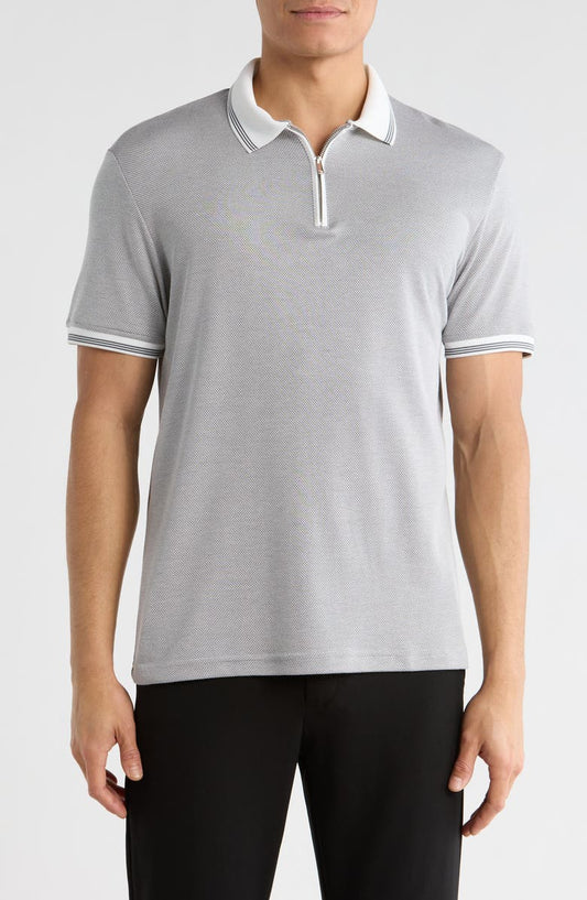Tipped Quarter Zip Knit Polo