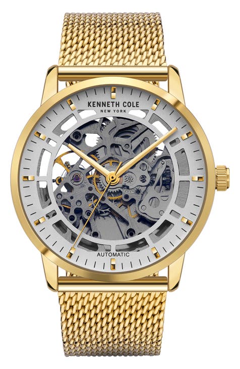 Reloj automático con correa de malla, 42 mm