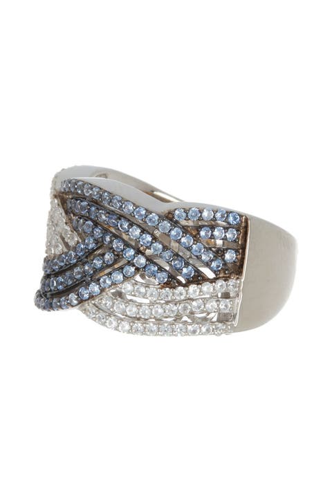 Anillo Cruzado Zafiro Plata de Ley