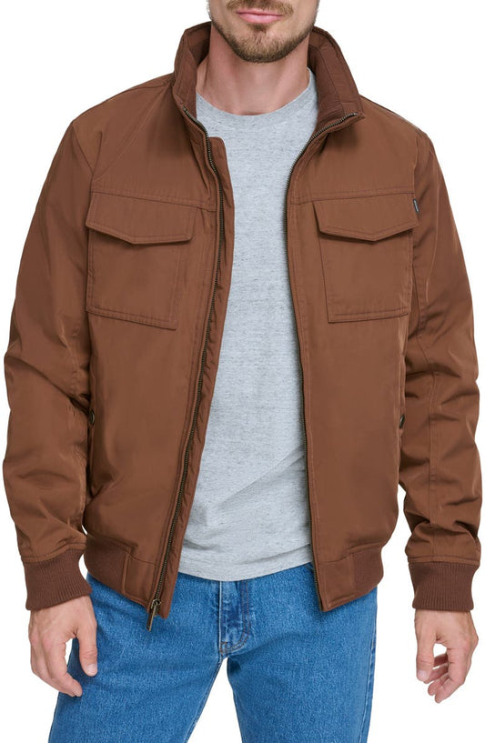 Quilted Lined Flight Bomber Jacket