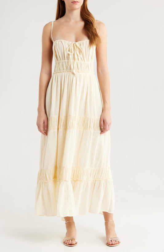 Taking Sides Tiered Cotton Maxi Dress