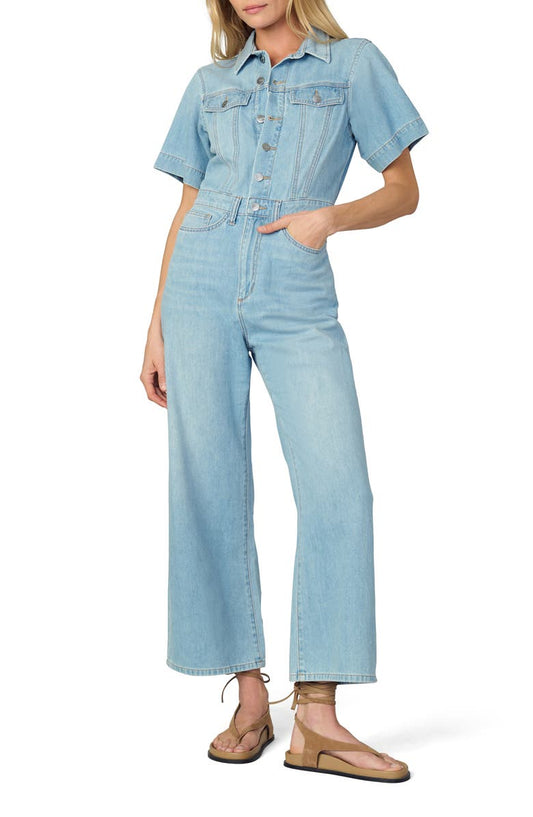 Trucker Wide Leg Denim Jumpsuit