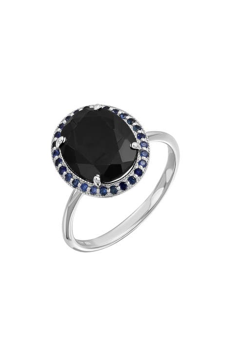 Anillo de zafiro azul talla oval de oro de 18 quilates (Exclusivo Nordstrom)