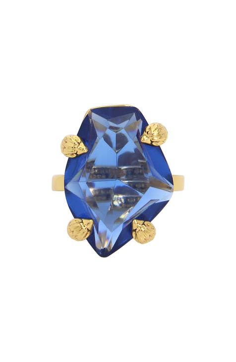 Anillo de cóctel con tachuelas de cristal