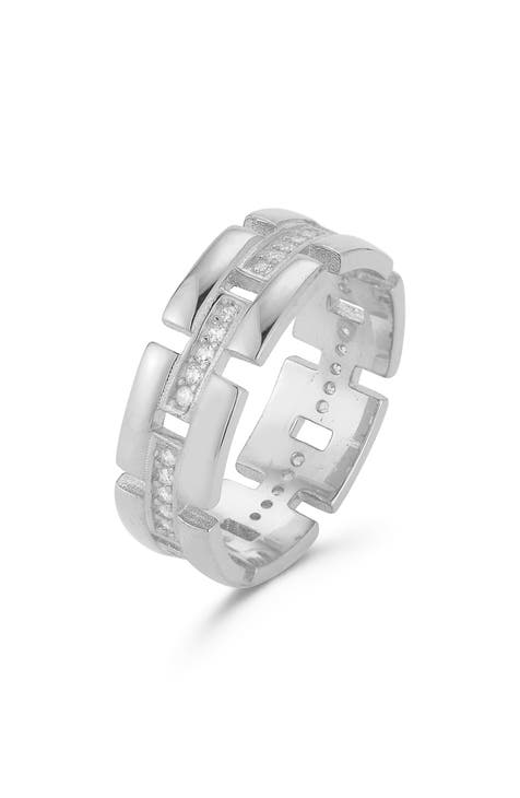 Anillo de eslabones de circonita cúbica