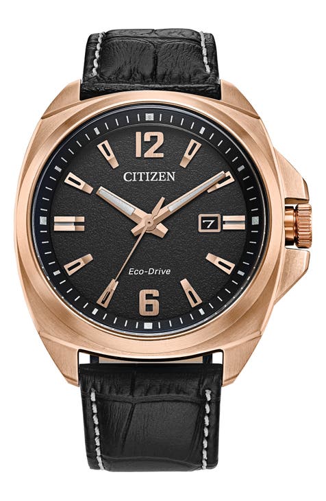 Reloj Endicott con correa de piel, 42 mm