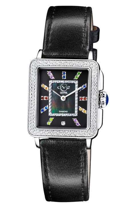 Reloj con correa de piel Padova Diamond, 27mm x 30mm - 0.0116ct.