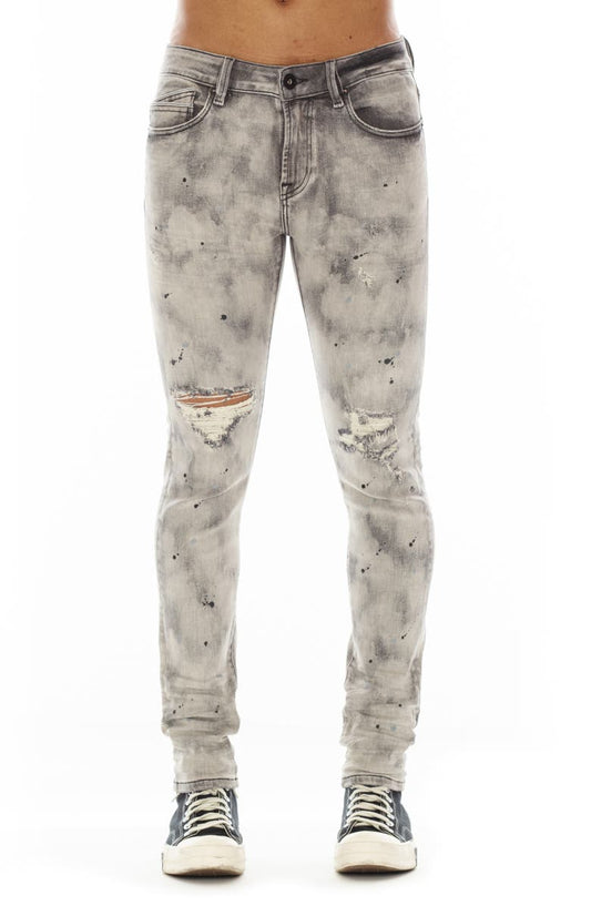 Punk Distressed Super Skinny Jeans (Cinder) (Regular & Big)