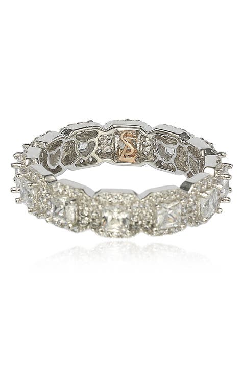 Anillo de plata de ley con circonita blanca de corte Asscher