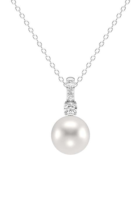 Diamond & Freshwater Pearl Pendant Necklace