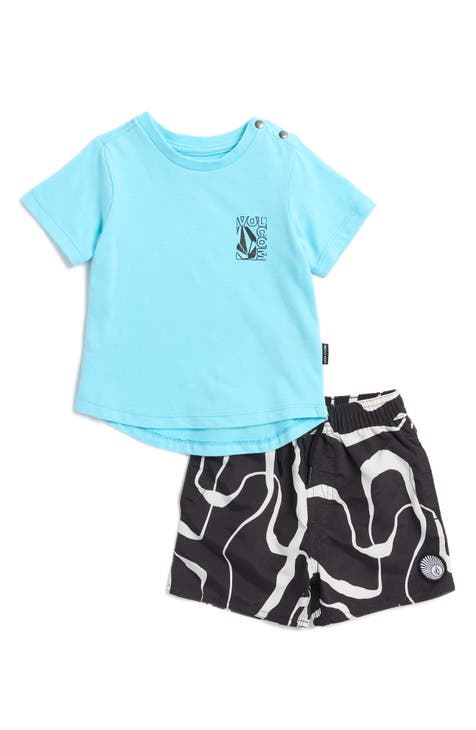 Conjunto de camiseta y bañador gráfico (bebé)