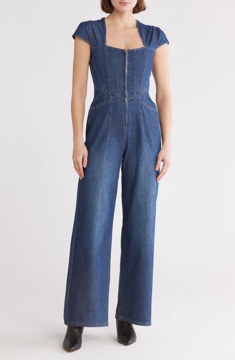 Mono vaquero con pernera ancha y corsé