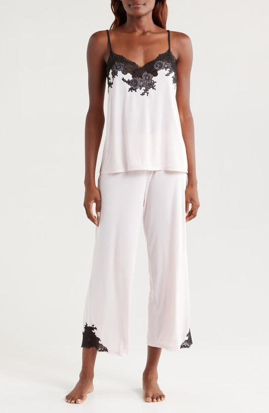 Enchant Lace Trim Satin Pajamas