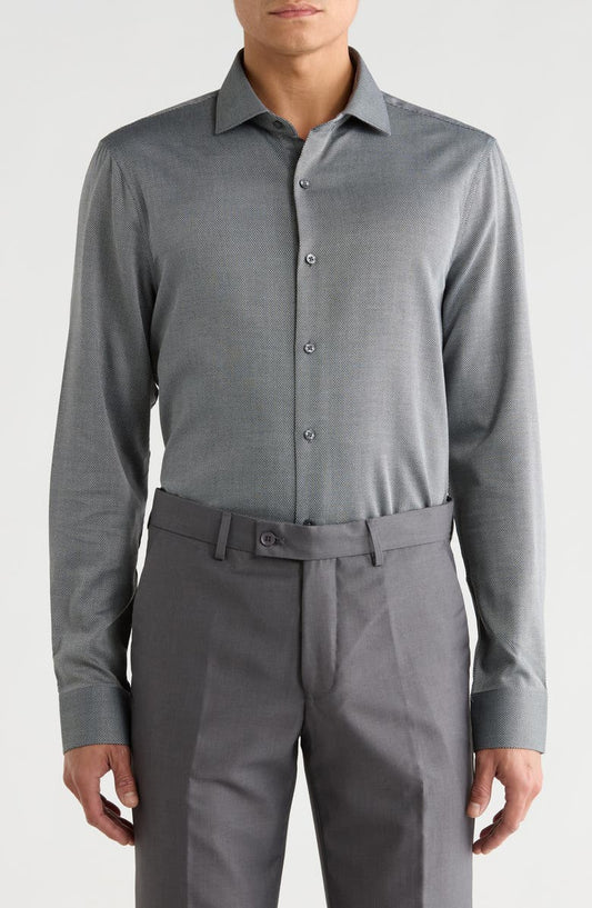 Diamond Print Slim Fit Stretch Dress Shirt (Big & Tall)