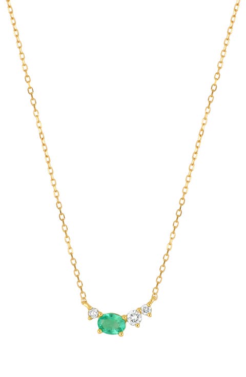 El Mar Emerald & Diamond Pendant Necklace