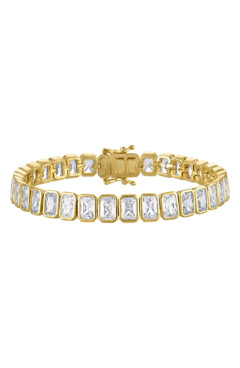 Emerald Cut Cubic Zirconia Tennis Bracelet