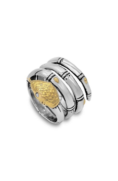 Anillo Envolvente Serpiente Oro 18K y Plata de Ley