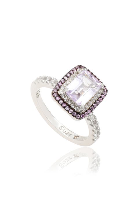 Anillo de plata de ley talla baguette