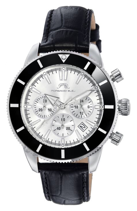 Brandon Cronógrafo con correa de piel, 44 mm