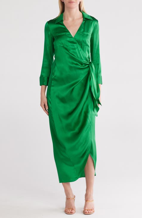 Vestido largo cruzado de seda Kadi