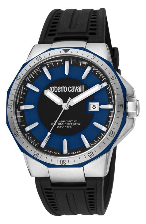 Reloj con correa de caucho, 44 mm