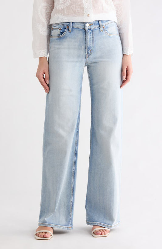 Comfort Stretch Mid Rise Wide Leg Jeans