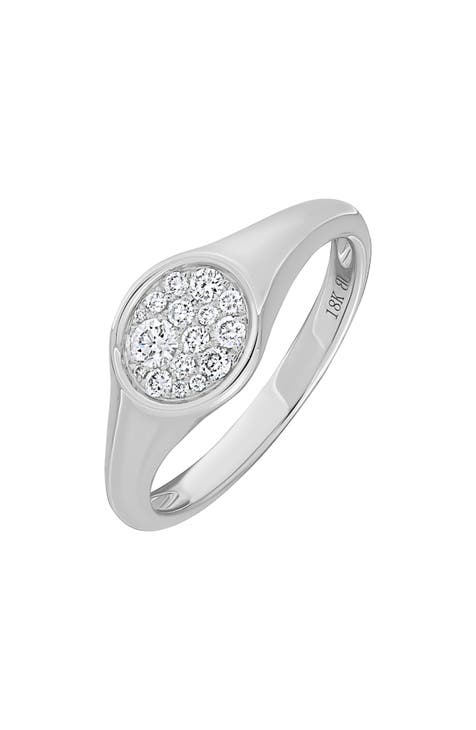 Anillo de sello con pavé de diamantes de oro blanco de 18 quilates Mika - 0,25 ct (Exclusivo Nordstrom)