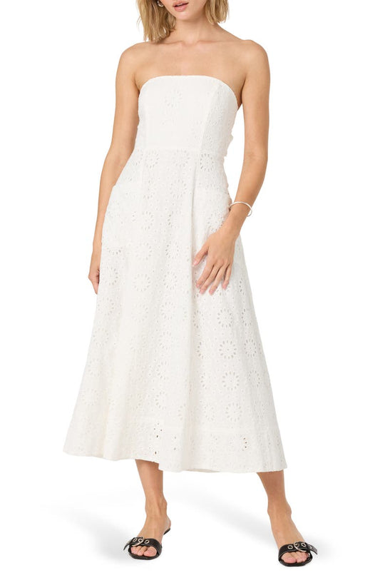 Strapless Cotton Eyelet Dress