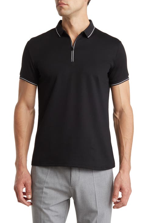 Short Sleeve Quarter Zip Knit Polo