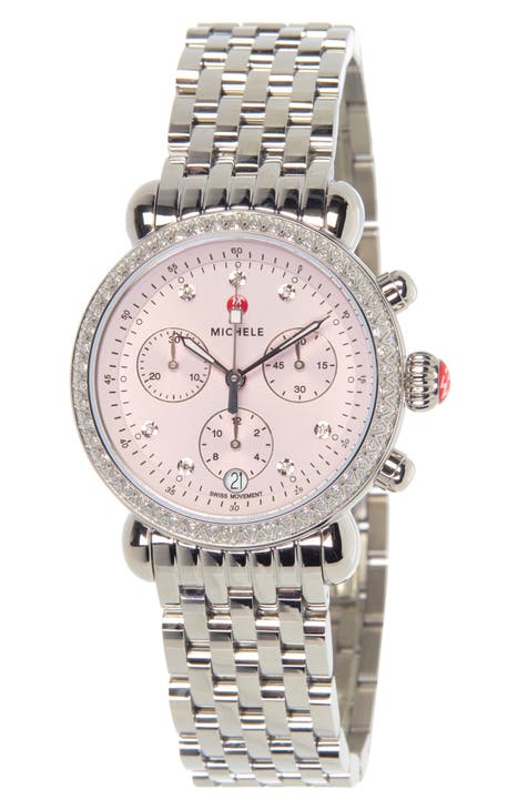 Reloj CSX de pulsera con bisel de diamantes y 3 manecillas para mujer, 36 mm - 0,62 ctw