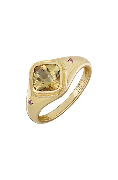 Iris Bezel Set Citrine Signet Ring