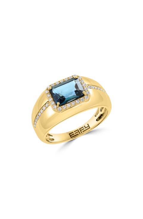 London Blue Topaz & Diamond Ring - 0.16ct.