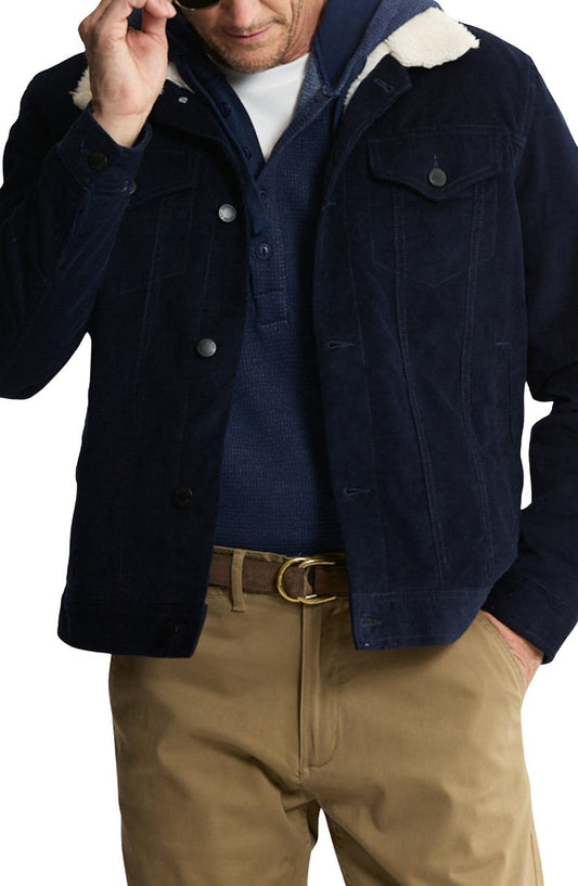 Faux Shearling Lined Trucker Jacket