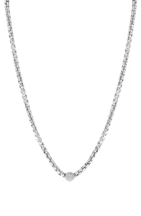 Sterling Silver Diamond Chain Link Necklace - 0.10ct