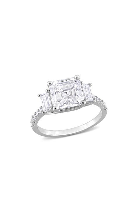 Anillo de Moissanita talla octágono y Asscher