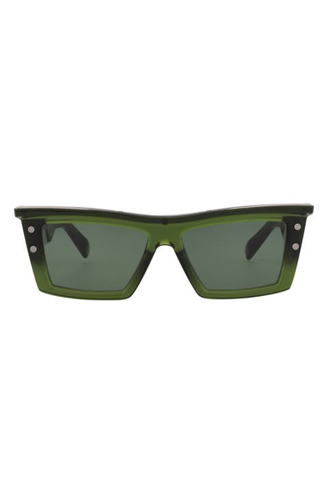 55mm Square Brow Frame Sunglasses