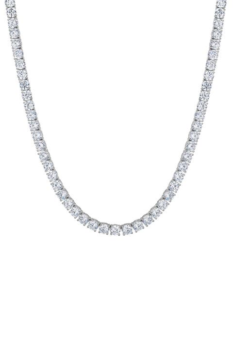 Silvertone Cubic Zirconia Tennis Necklace